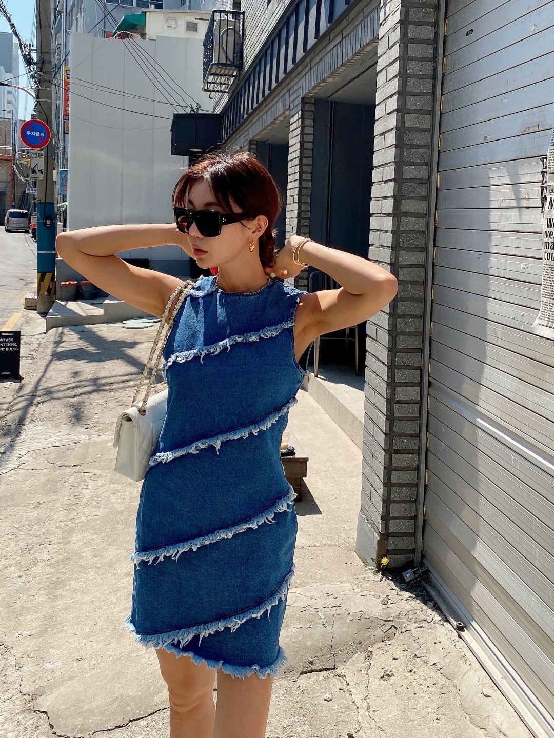 【dress】ノースリーブデニムワンピース　M23984