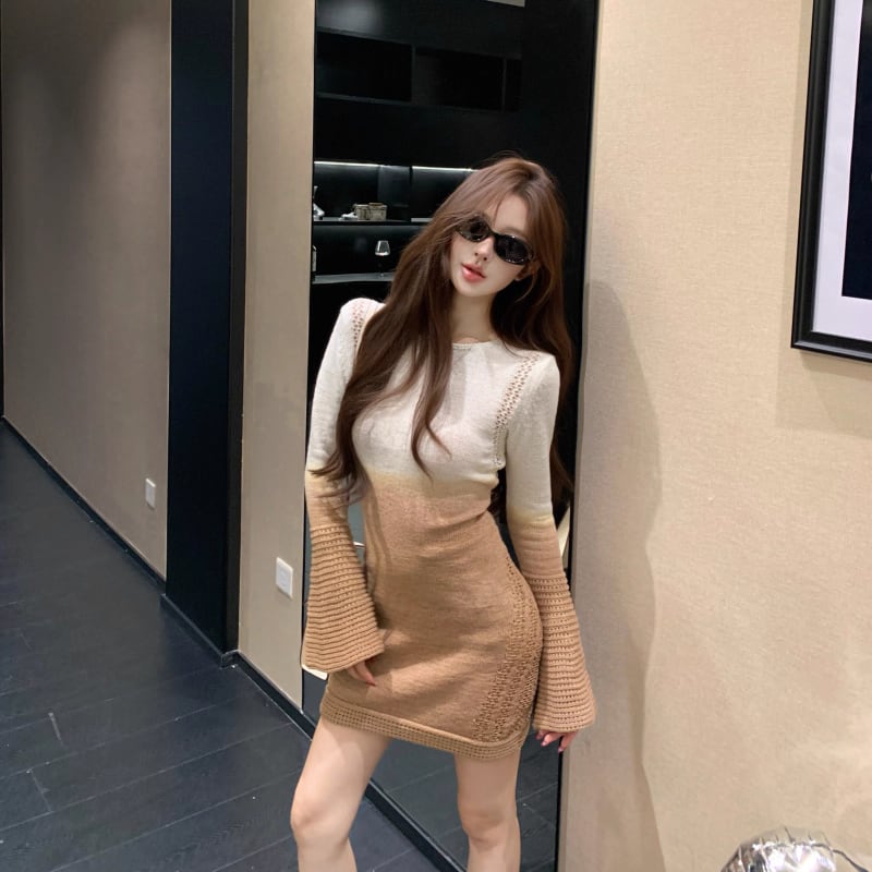 【dress】ベルスリーブニットワンピース Q6305