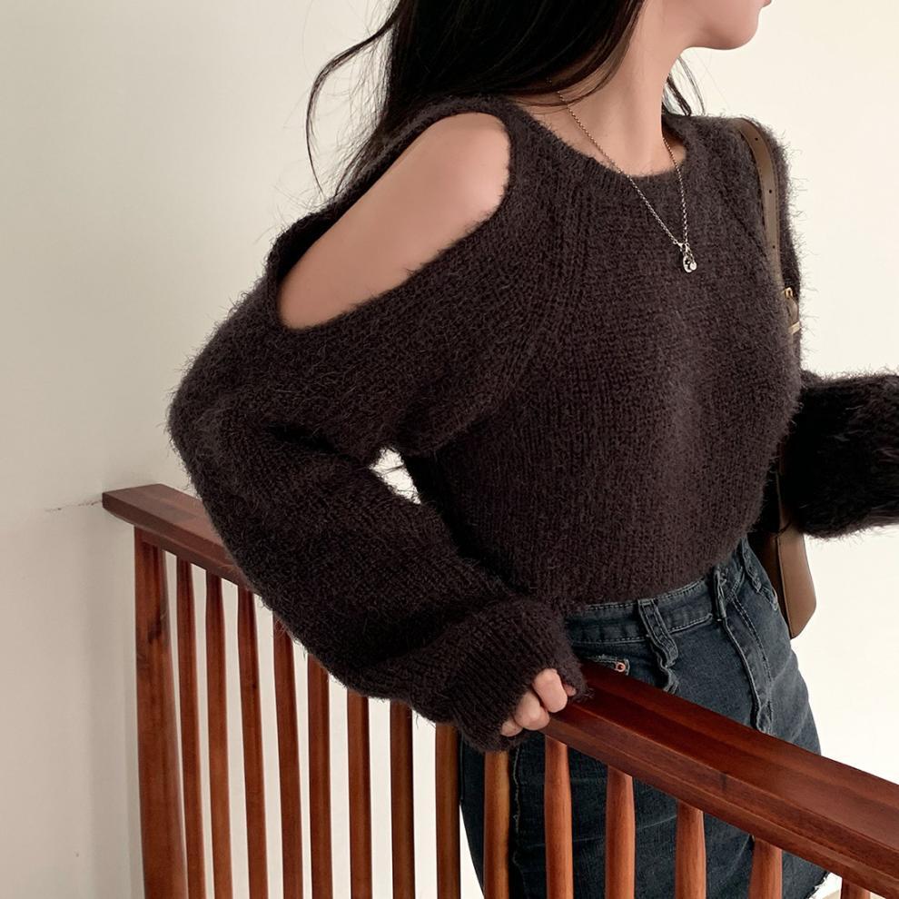 【tops】オフショルダーニットセーター　M26349