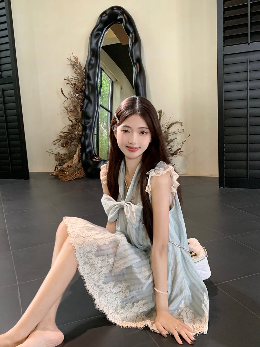 【dress】レースリボン付きワンピース　M25059