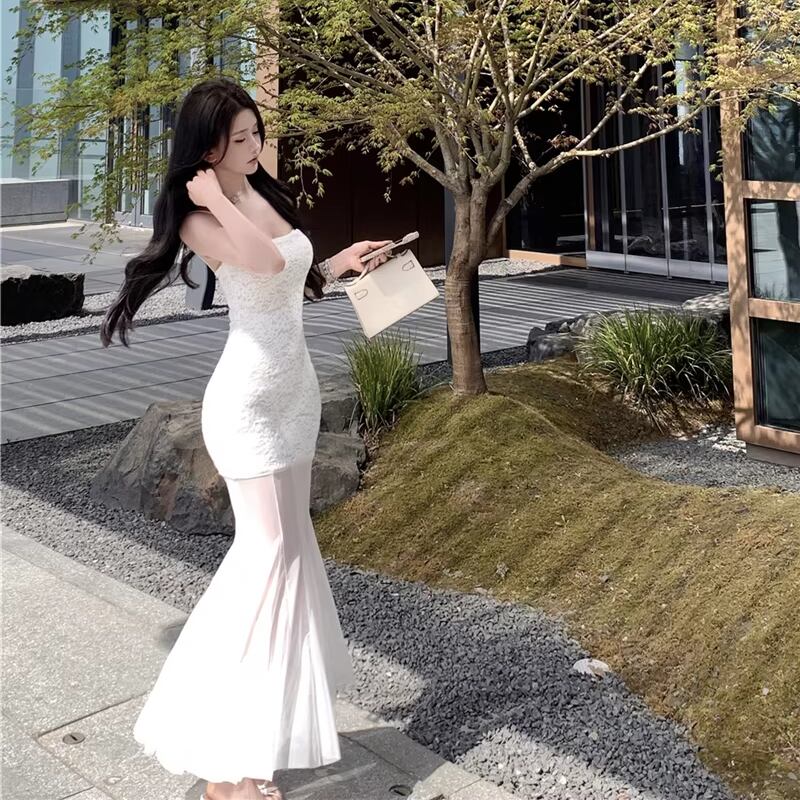 【dress】チュールドッキングレースキャミワンピース Q8330