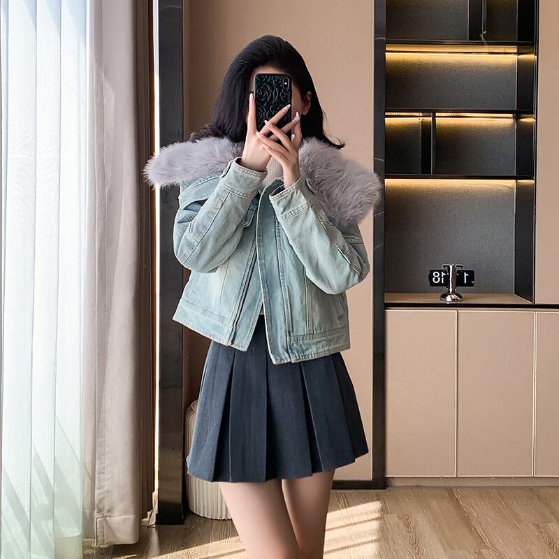 【outer】裹起毛ファーデニムジャケット　M27803