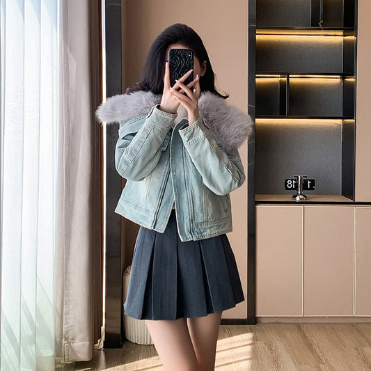 【outer】裹起毛ファーデニムジャケット　M27803