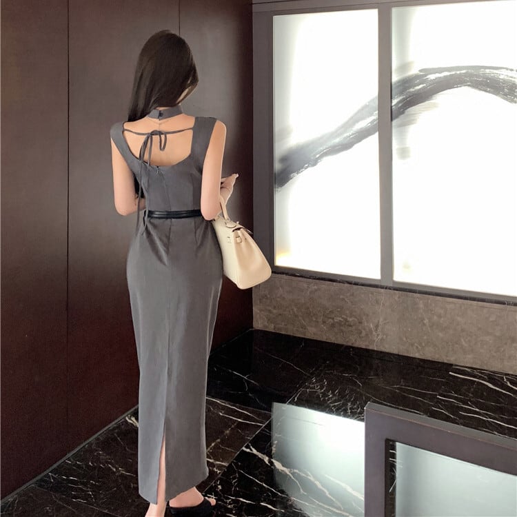 【dress】デートワンピースベルト付き　M24345