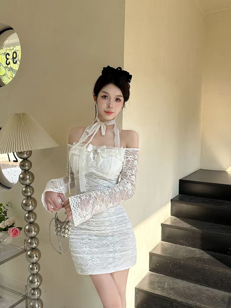 【dress】ホルターネックレースワンピース　M28314