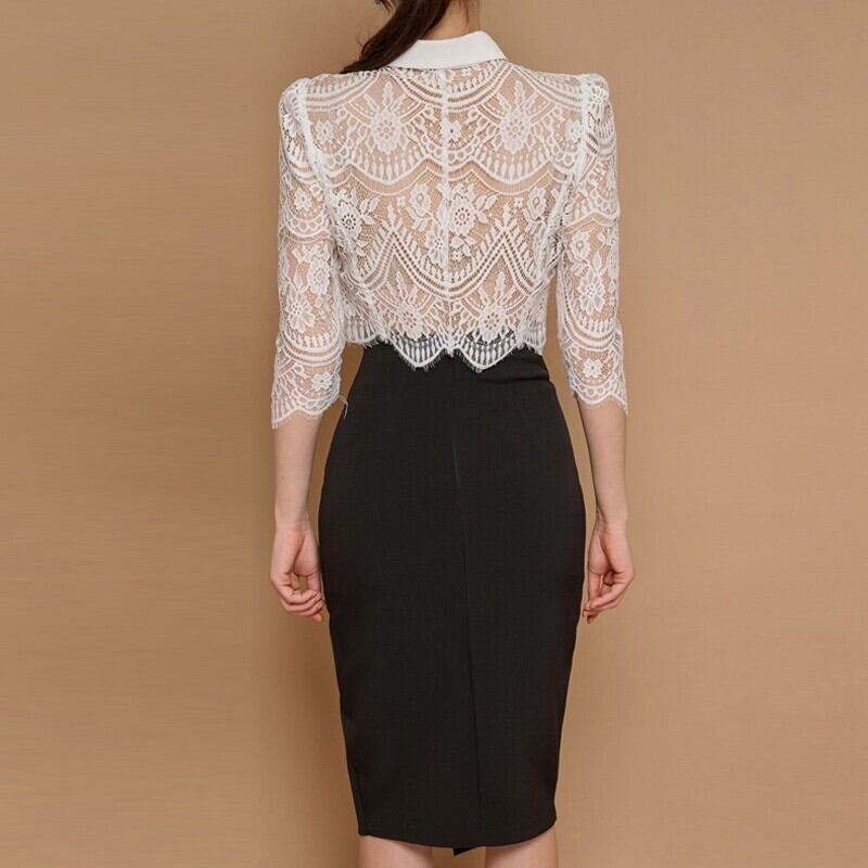 【set】レーストップス+OL通勤スカート２点セットG20629