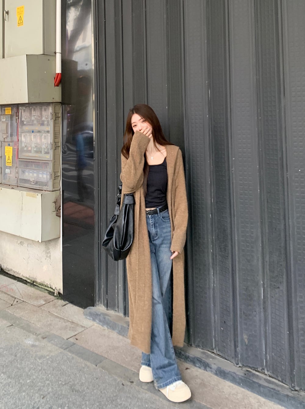 【outer】ロング丈ニットカーデ　M26335