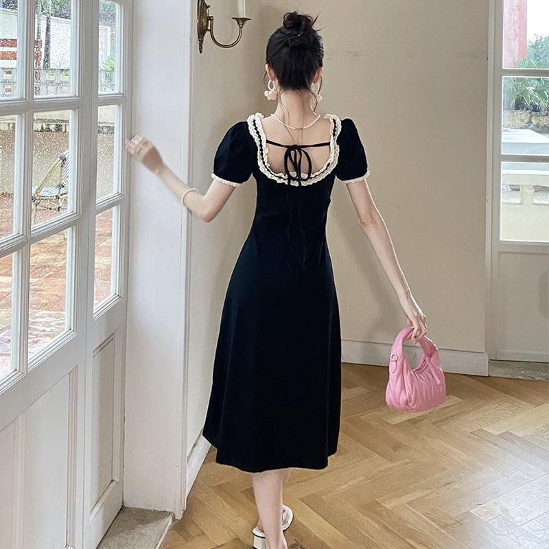 【dress】レース切り替えワンピース　M24334