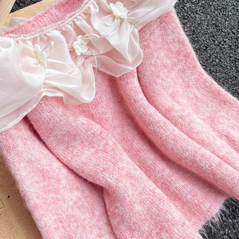 【tops】オフショルダーニットトップス Q7282