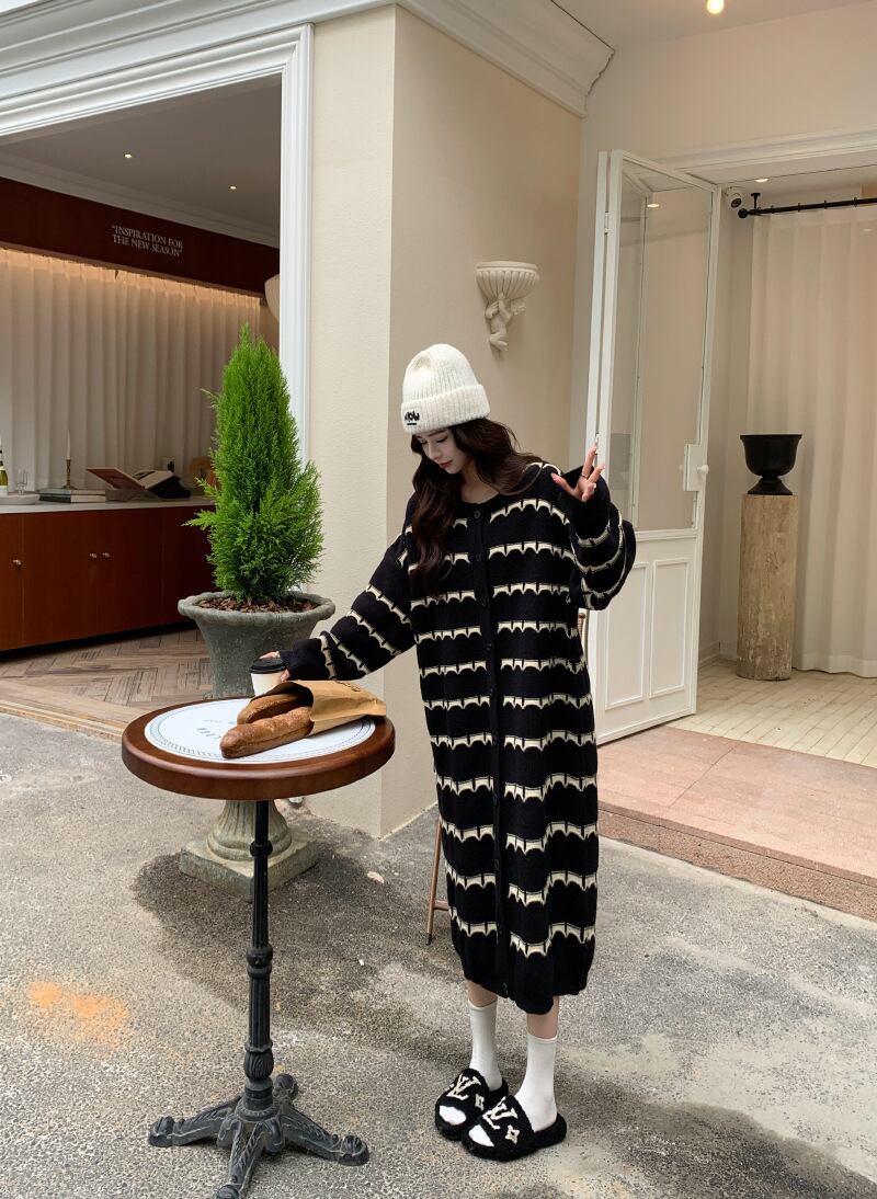 【dress】ボーダー柄ニットワンピース　M28377