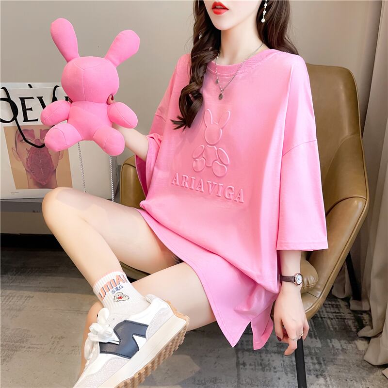 【tops】清新合わせやすい3色ラウンドネック半袖着回しゆったりTシャツF0311