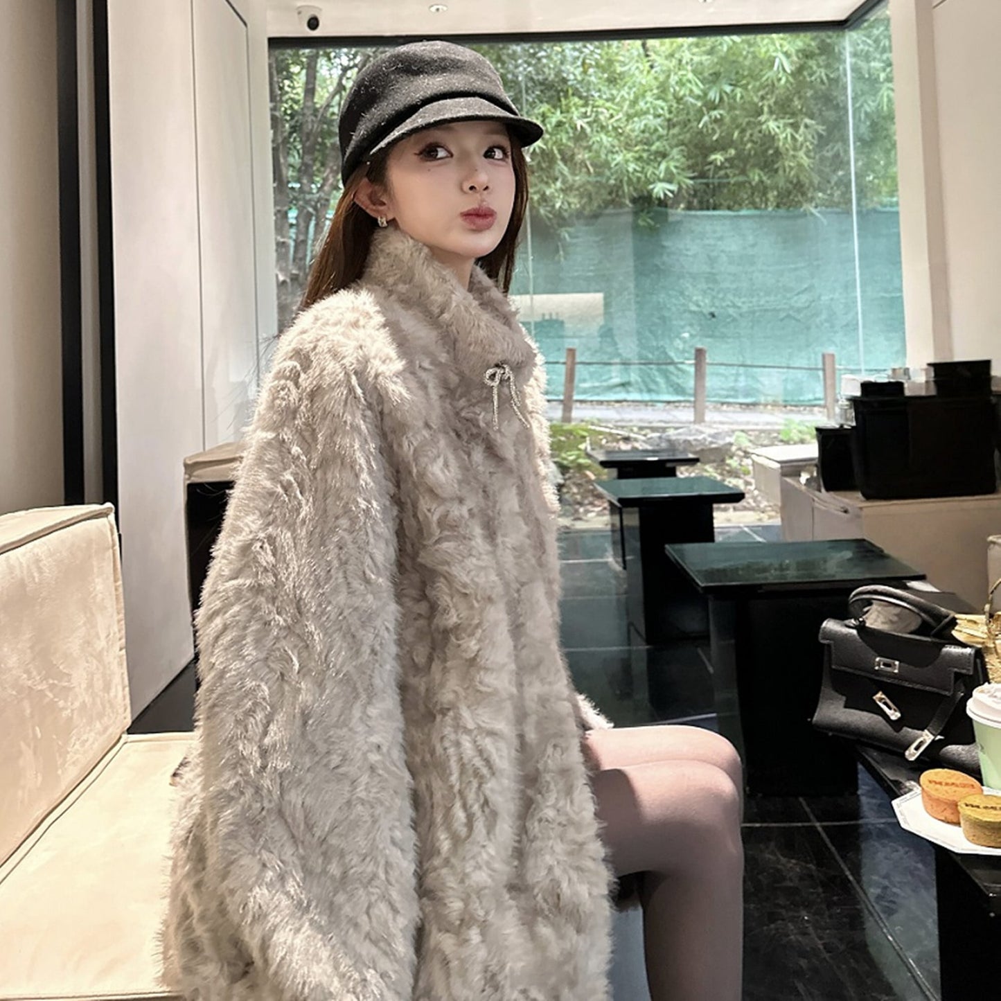 【outer】リボンボリュームファーコート N3457