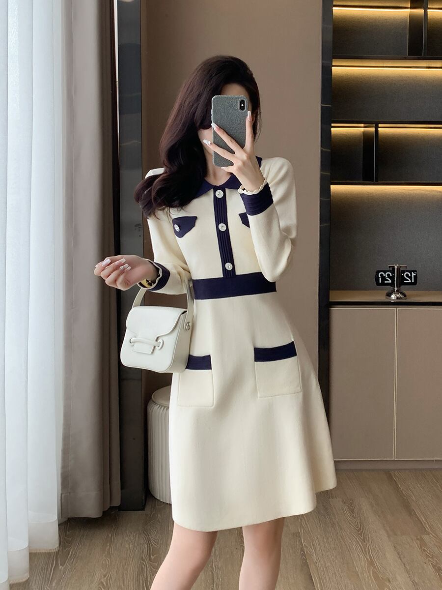 【dress】気質溢れる エレガントニットワンピース　M17475