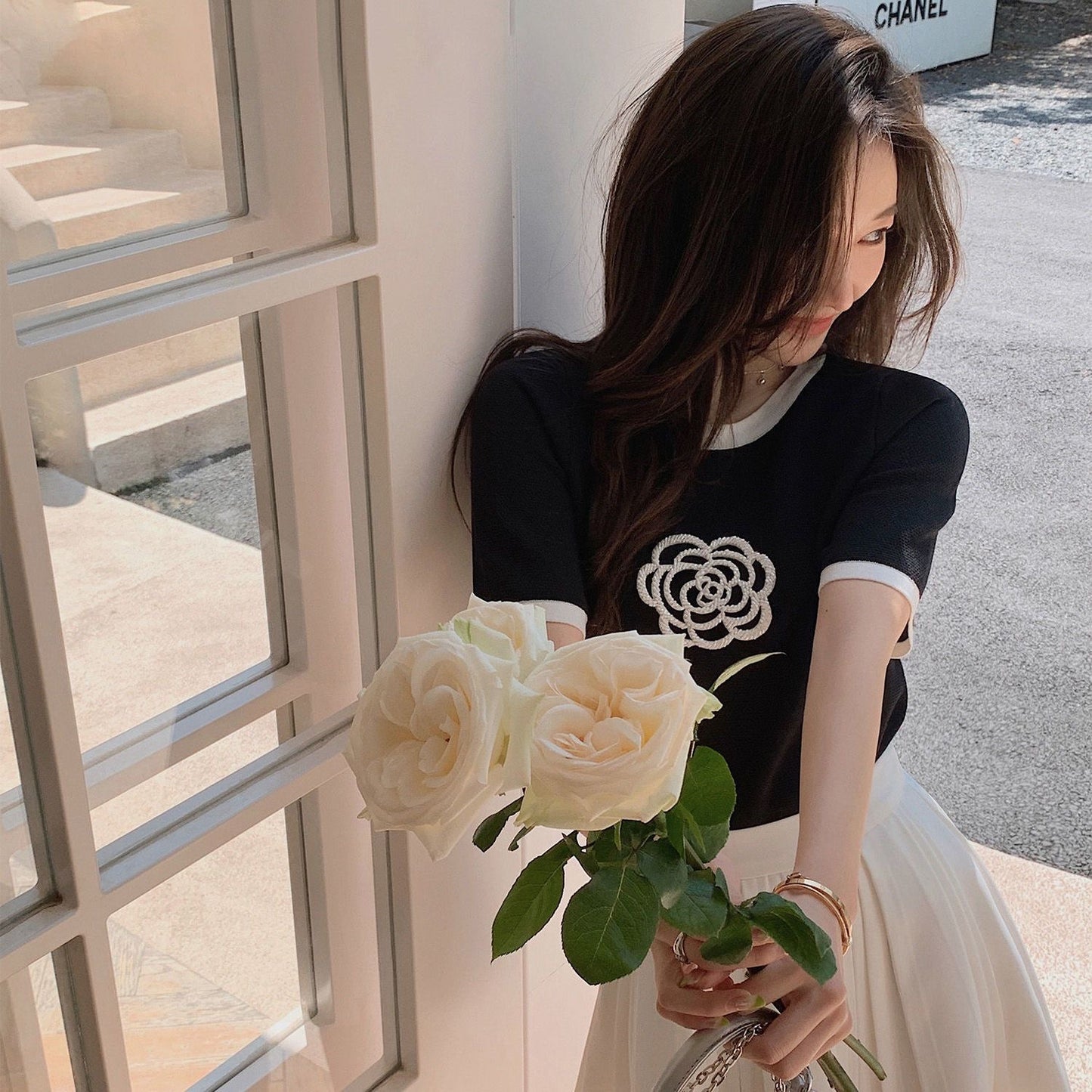 【tops】2色半袖配色TシャツF7868