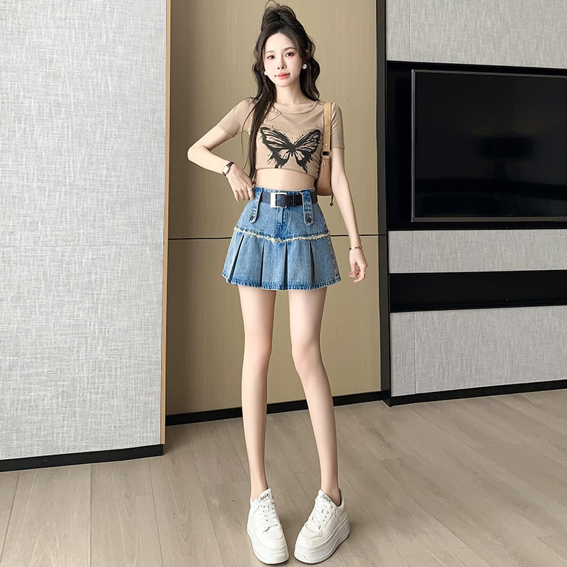 【bottoms】ギャザーデニムスカートG20220