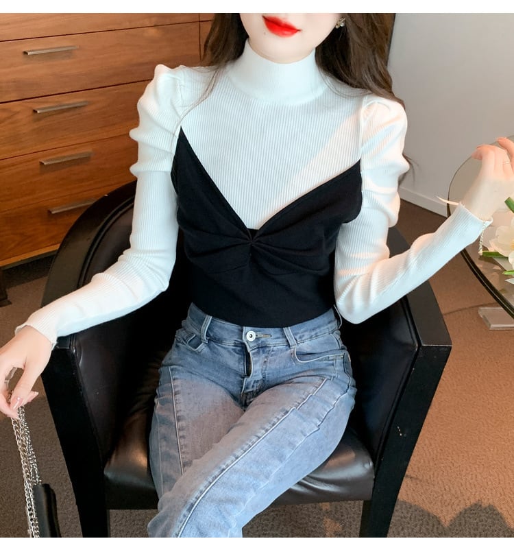 【tops】切り替えニットトップス　M26141