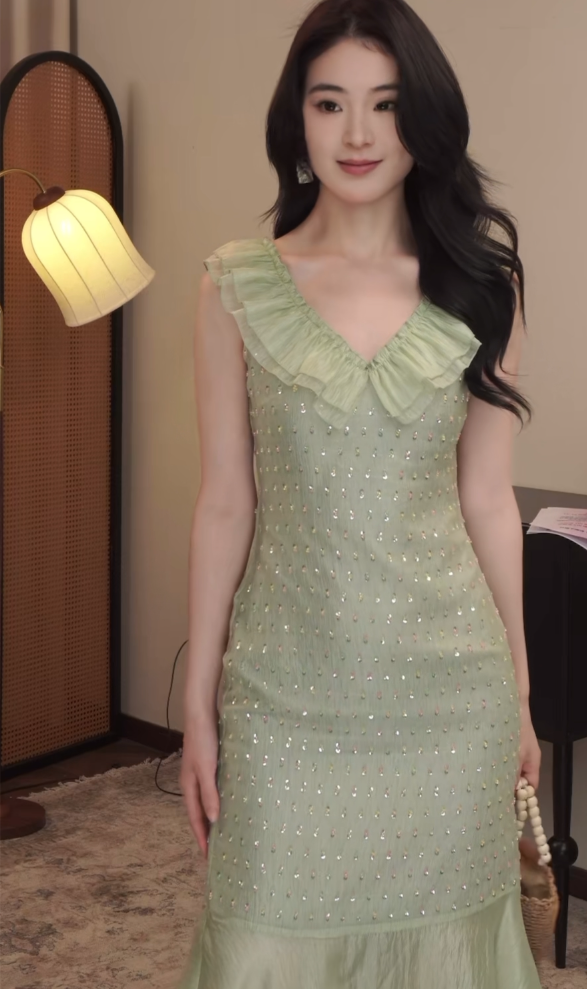 【dress】スパンコール付きマーメイドワンピース　N2987