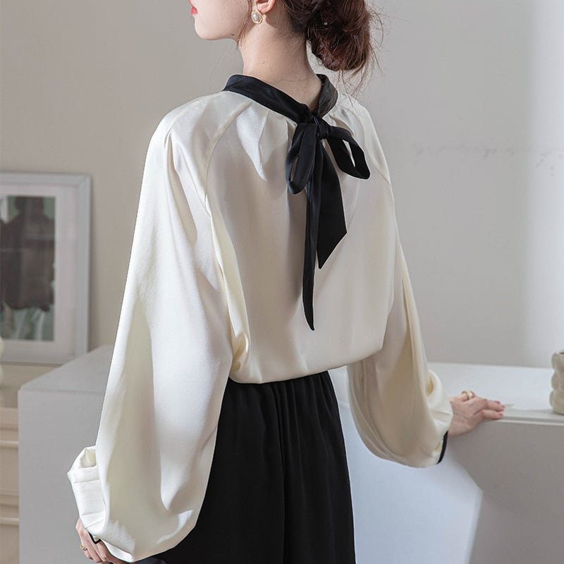 【tops】スタンドネックリボンブラウスG20316