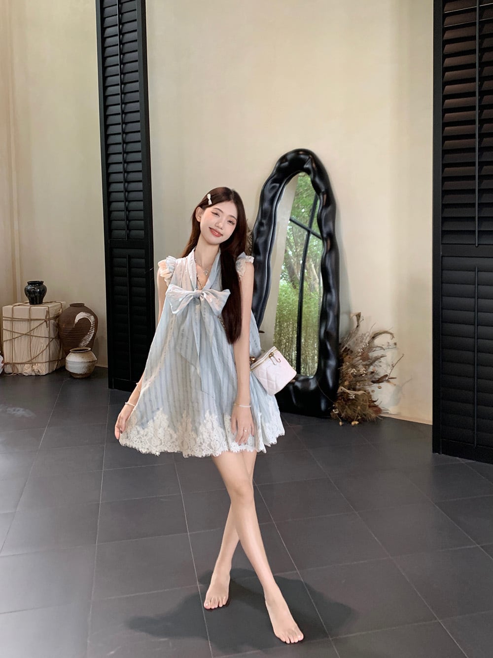 【dress】レースリボン付きワンピース　M25059