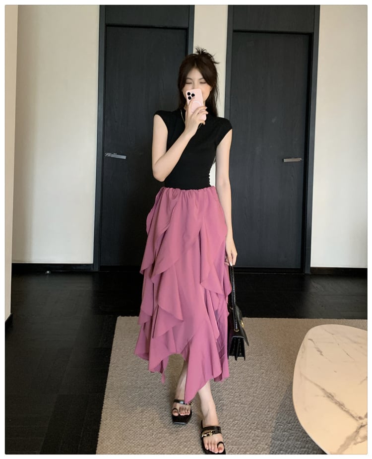 【dress】不規則 イレギュラードッキングワンピース　M23909