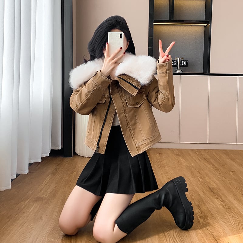 【outer】裹起毛ファーデニムジャケット　M27803