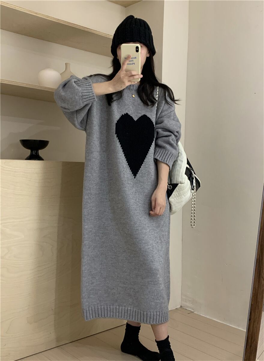 【dress】ハート柄ニットワンピース 　N2240