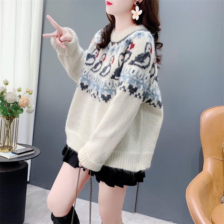 【tops】ジャカードニットセーター　M27647