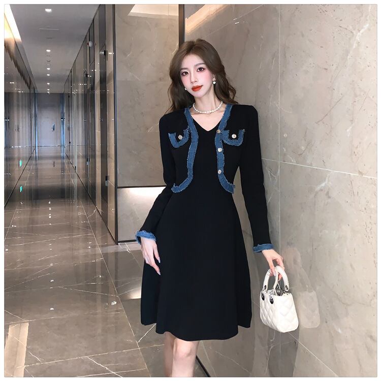 【dress】ドッキングニットワンピース　M18359