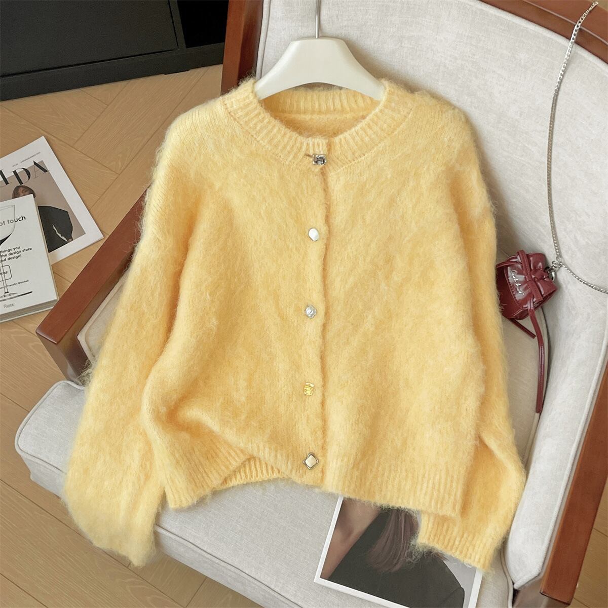 【outer】クルーネックニットカーデ　M29220