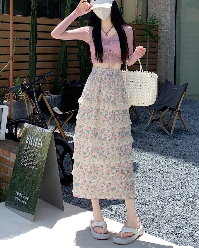 【bottoms】Aライン花柄スカートG20445