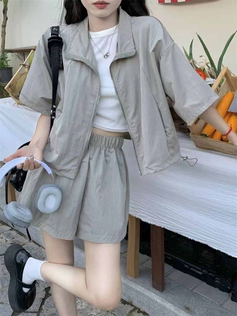 【set】カーディガンアウター+ショートパンツ２点セットG21286