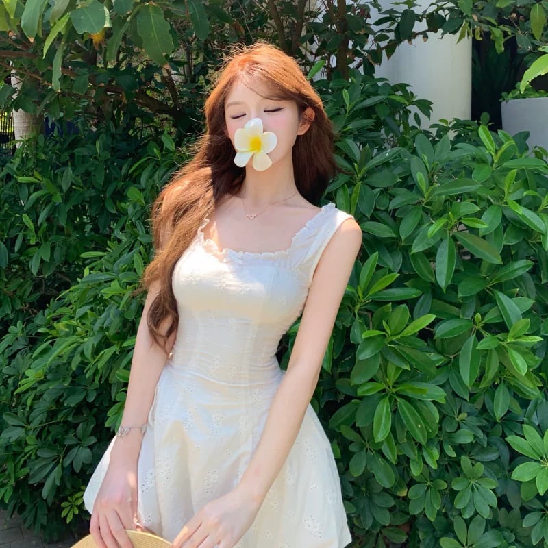 【dress】ノースリーブスクエアネックミニワンピース Q8521