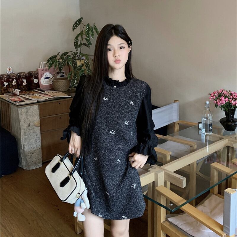 【set】シャツトップス×ベストワンピースセット　M27497