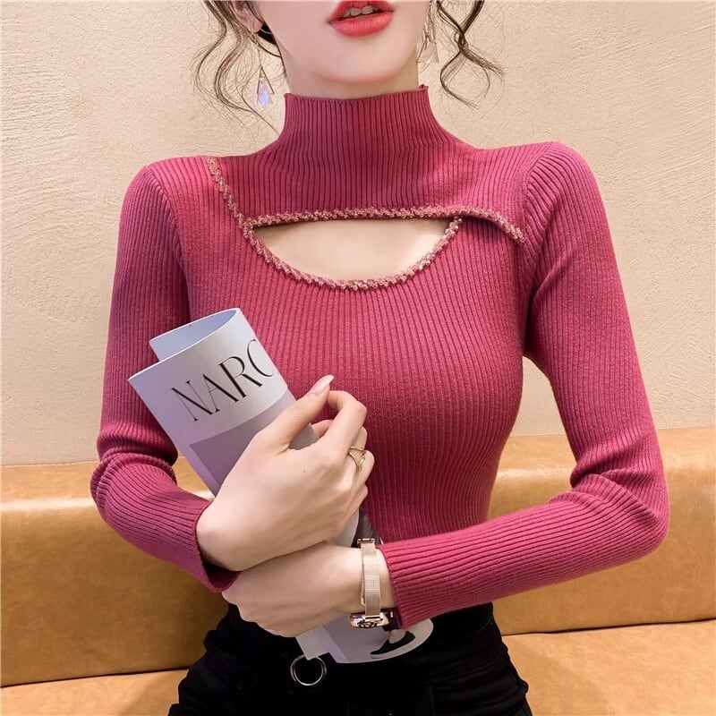 【tops】ビジューニットトップス　M27075