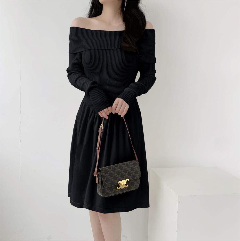【dress】オフショルダーニットワンピース　M28032
