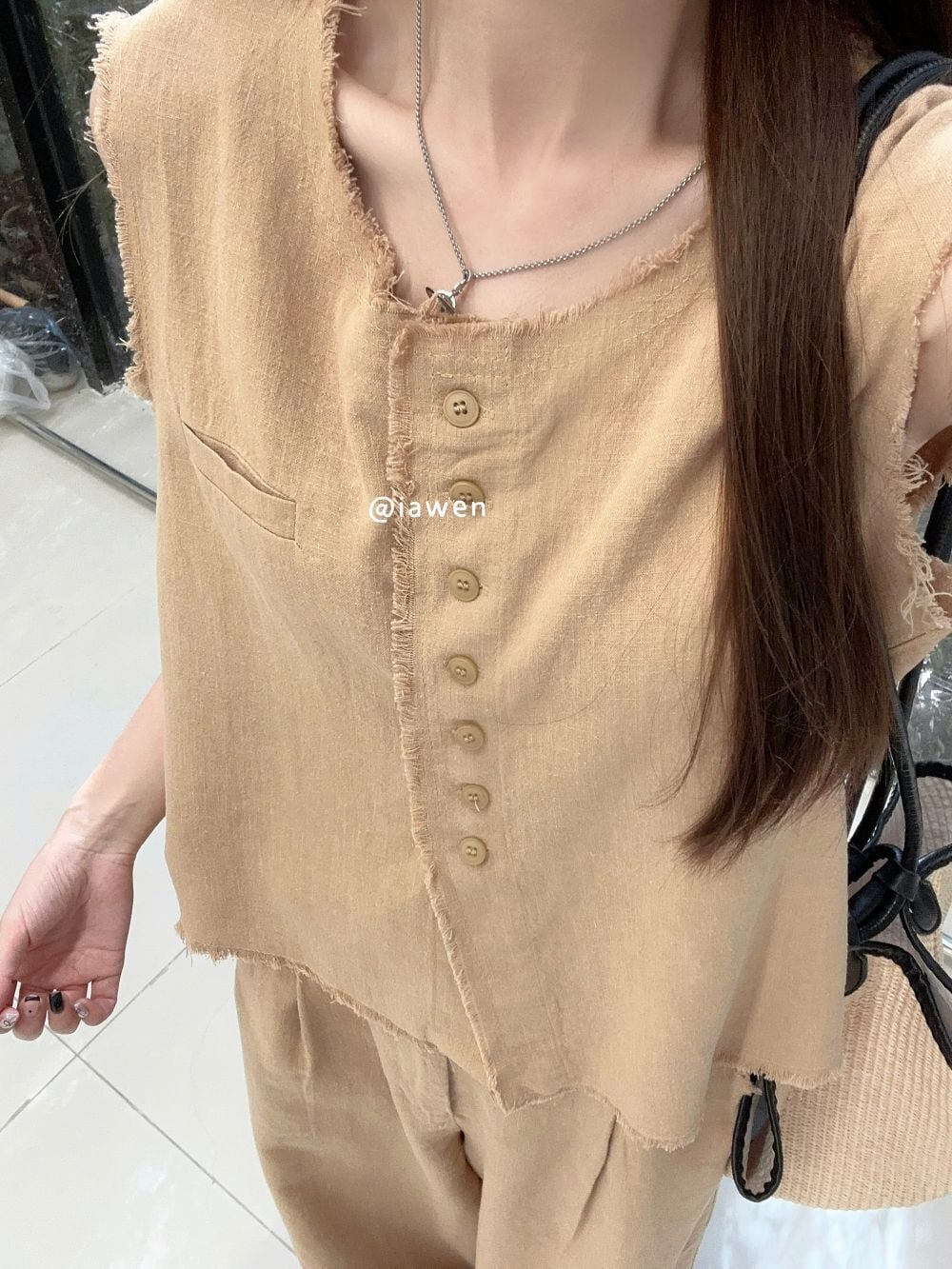 【set】ノースリーブトップス+ワイドパンツセット　M24375
