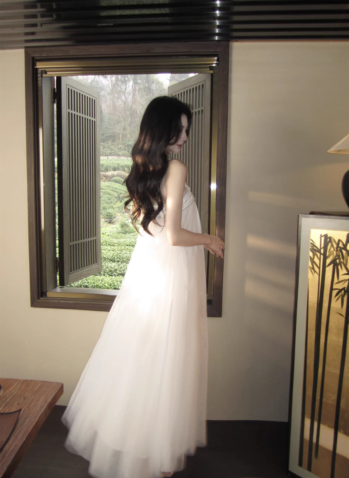 【dress】ノースリーブチュールワンピース Q7966