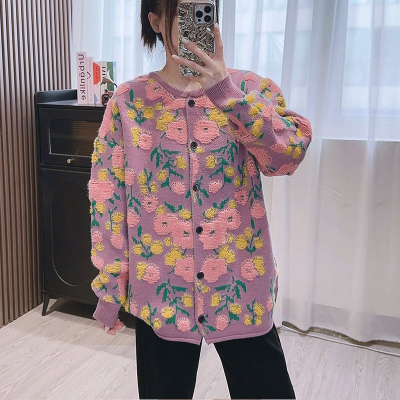 【outer】刺繍ニットカーデ　M25879