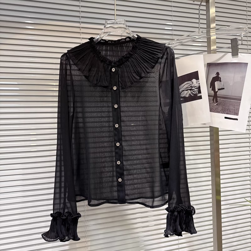 【tops】ピーターパンカラーシフォントップス Q8161