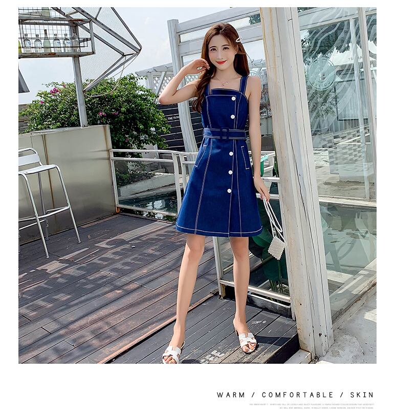 【dress】不規則好感度UP!気質満点レトロデニムサロペットワンピース