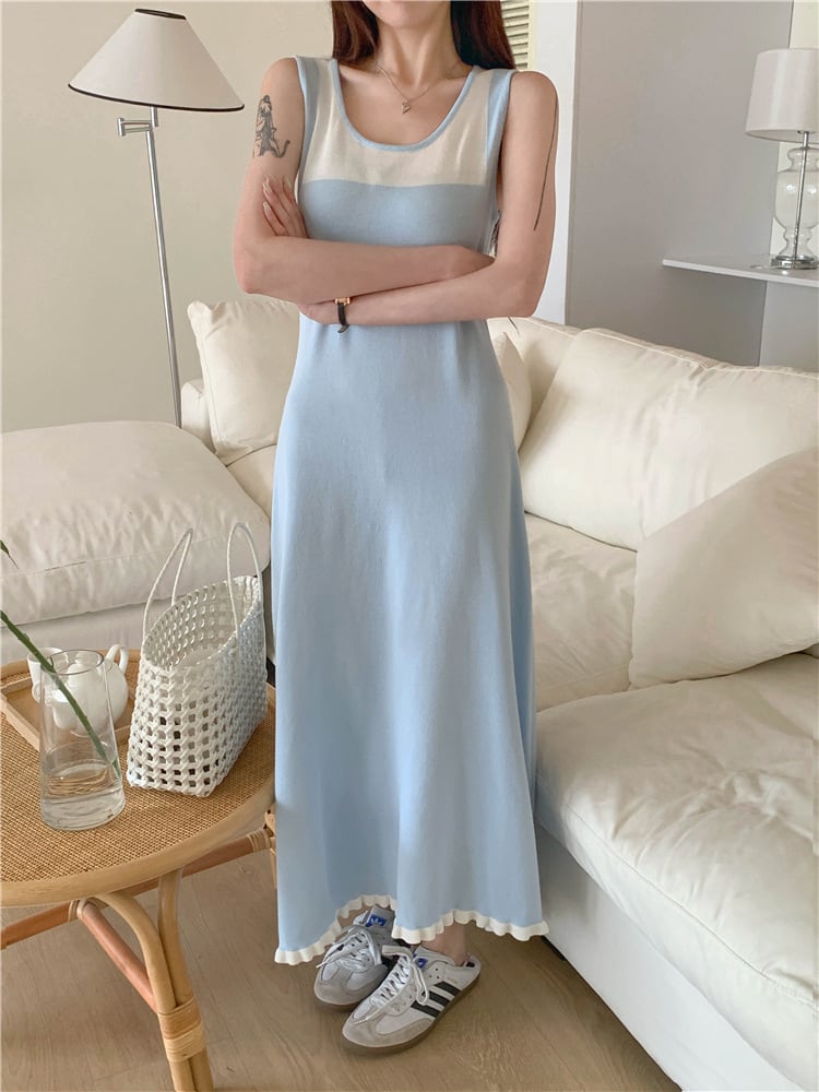 【dress】偽二つ切り替えニットキャミワンピース G20518