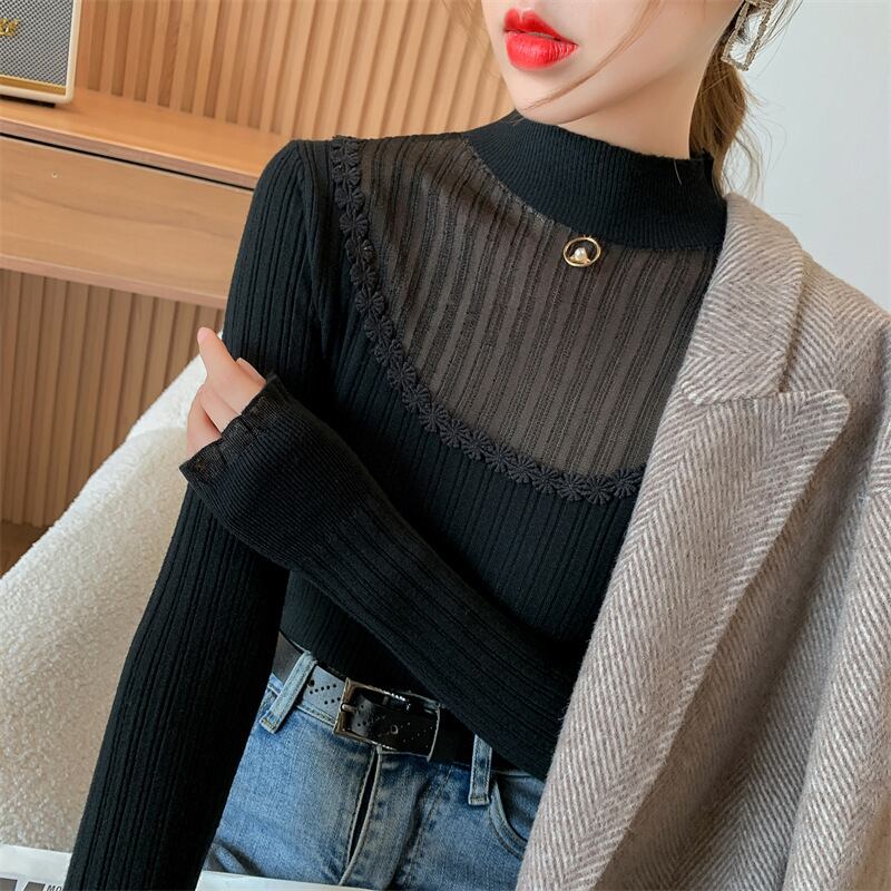 【tops】カットワークニットトップス　M18853