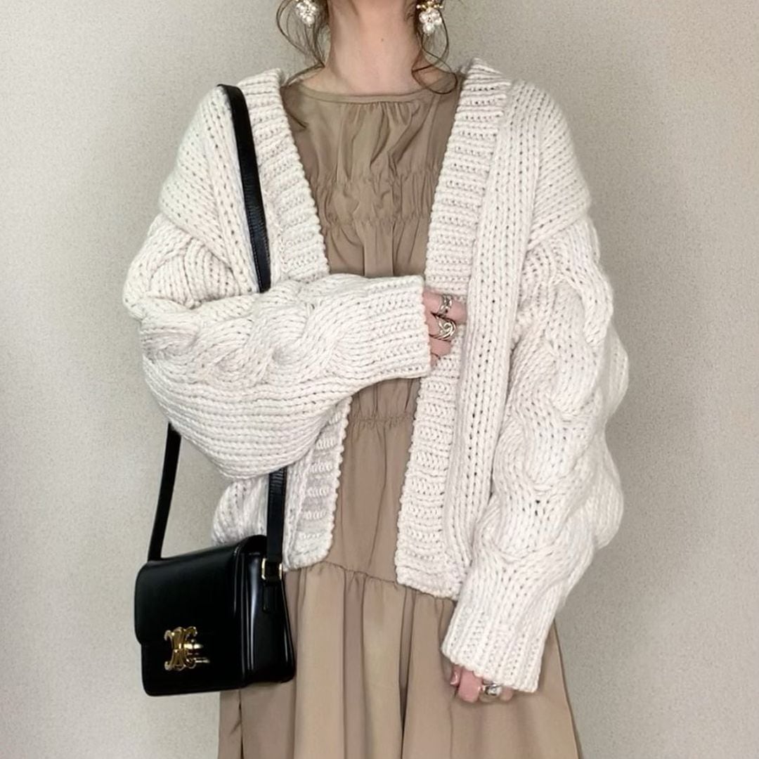 【outer】Vネックニットカーデ　M18447