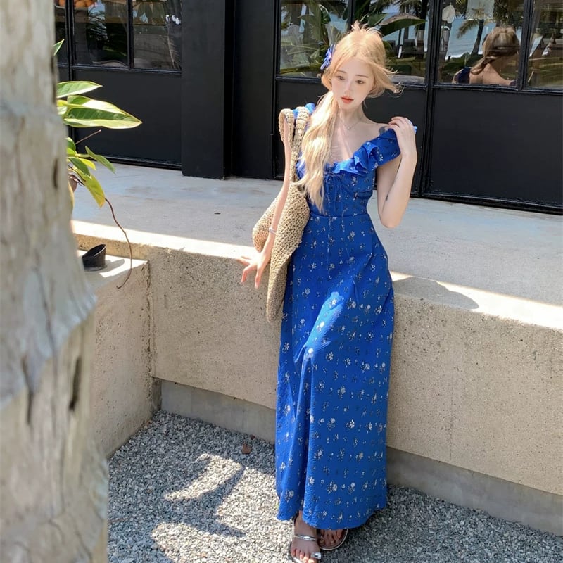 【dress】ギャザーフリルロングキャミワンピース Q8508