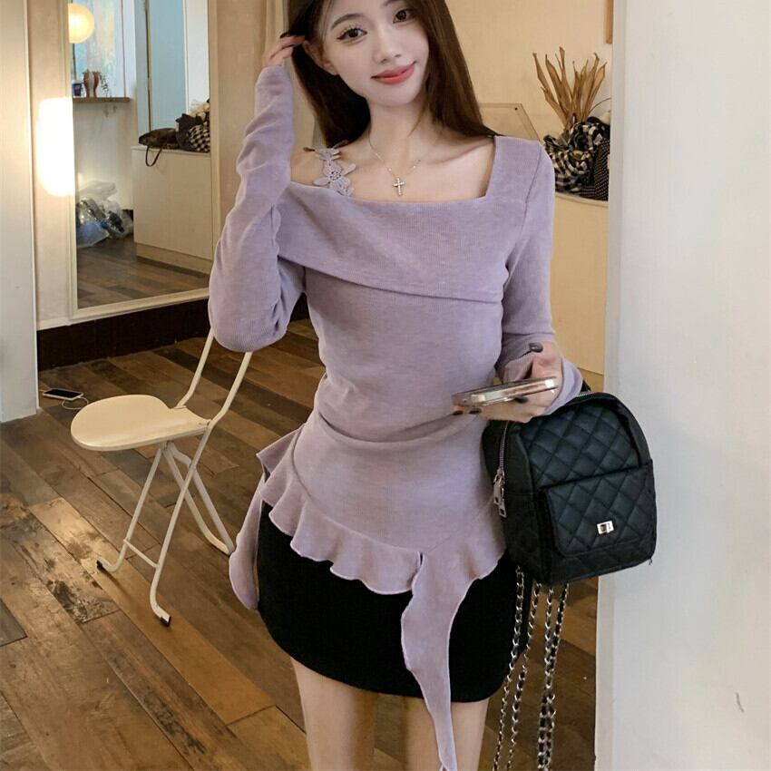 【tops】不規則 イレギュラーニットトップス　M28226