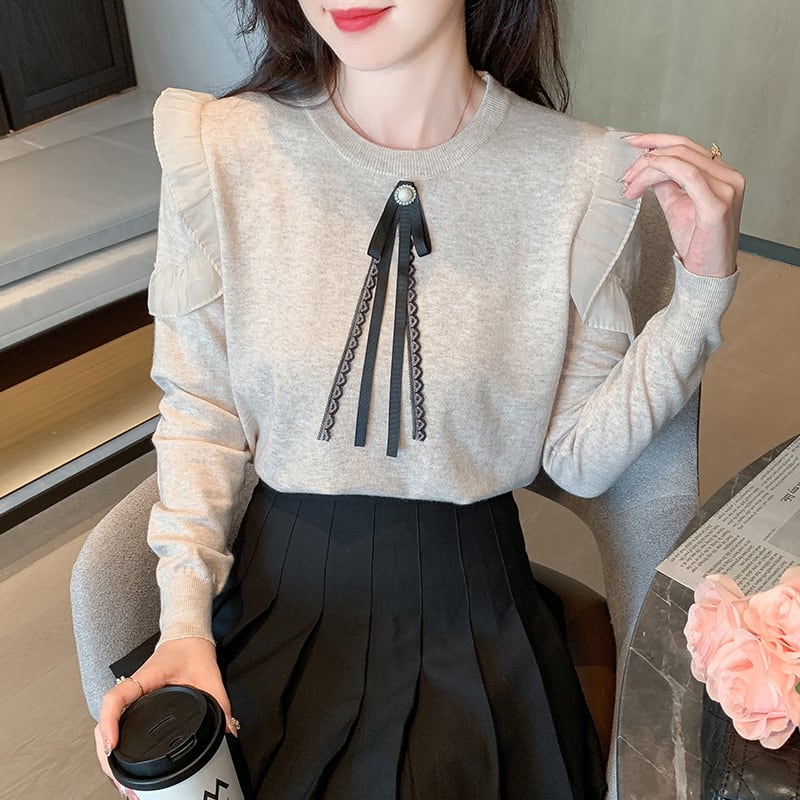 【tops】フリルニットトップス　M26211