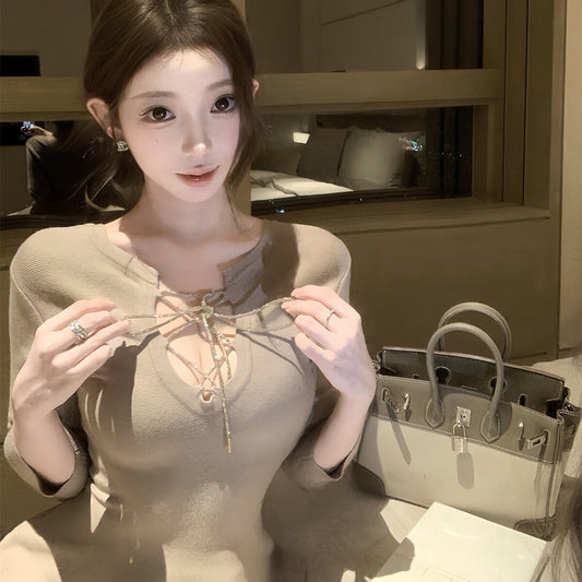 【dress】2WAYレースアップデザインミニワンピース　N3494