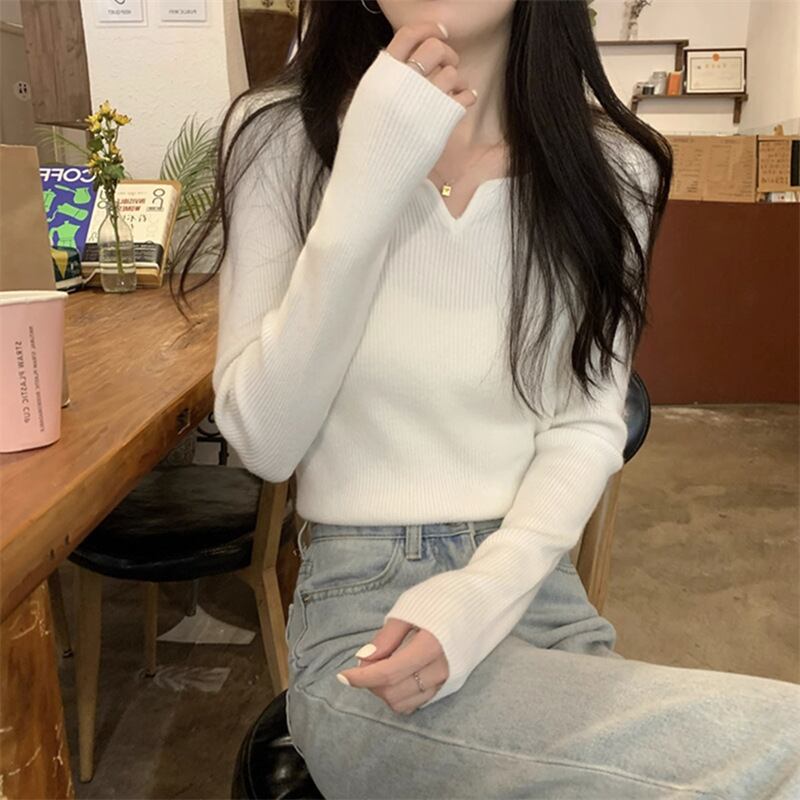 【tops】Vネックニットトップス　M18569