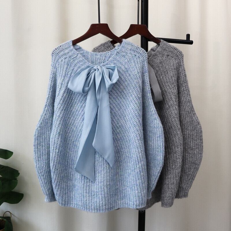 【tops】リボン付きニットセーター　M26942