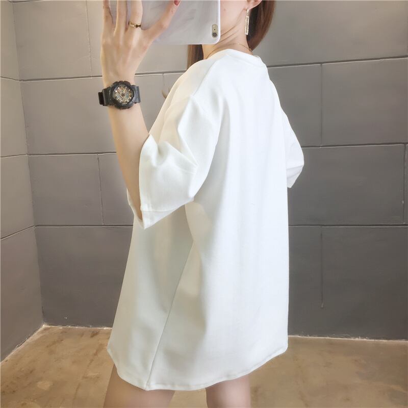 【tops】清新合わせやすいラウンドネック半袖ゆったり着回しファッションTシャツF0032